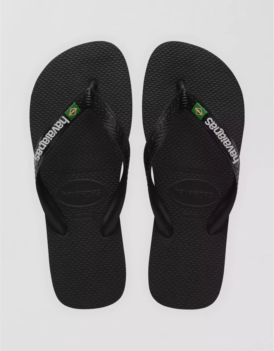 Tong American Eagle Havaianas Brazil Logo Noir Homme | SRF-68857013